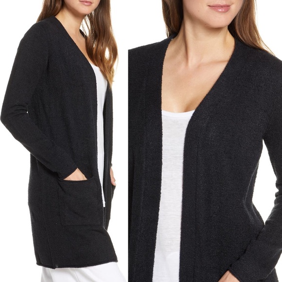 Barefoot Dreams CozyChic lite black open front cardigan - Picture 6 of 7